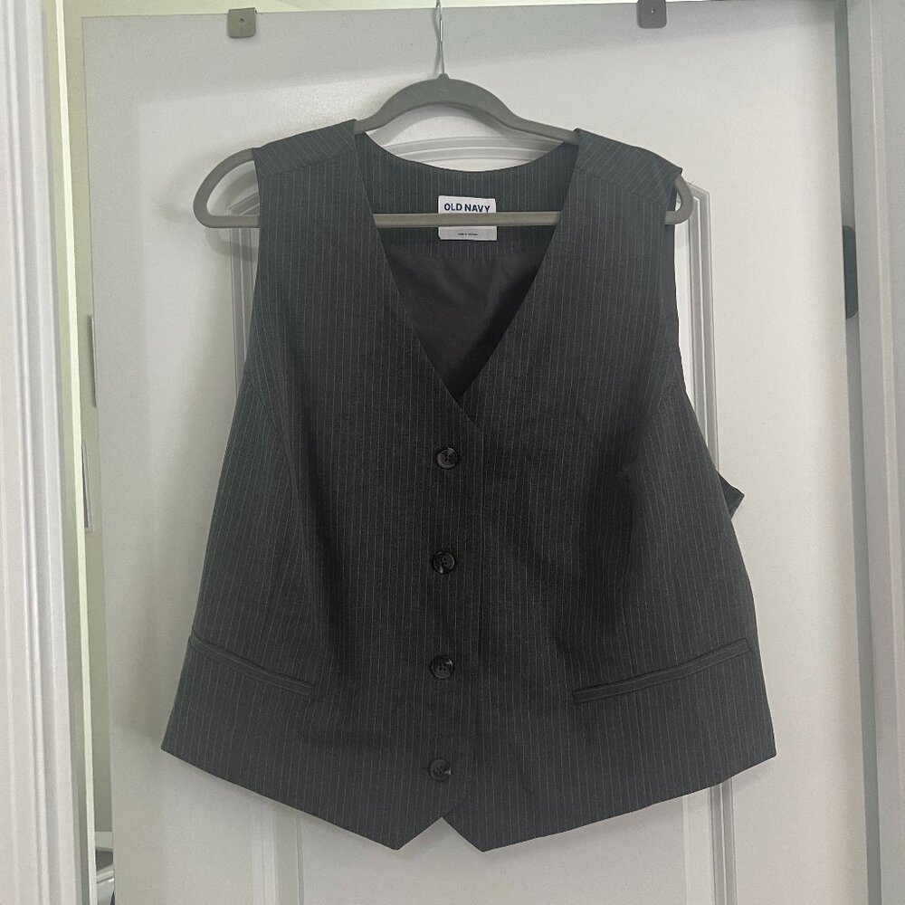 Old Navy Pinstripe Vest Size 3X Tailored Grey